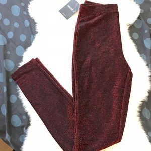 NWT red metallic stretch pants forever 21 leggings